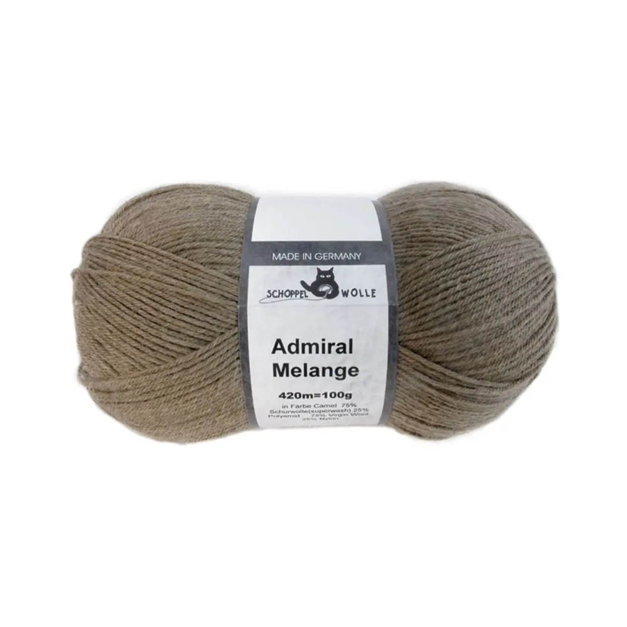 Admiral Mélange 7398M Camel von Schoppel. Bewährtes Sockengarn aus Schurwolle waschmaschinenfest ausgerüstet.