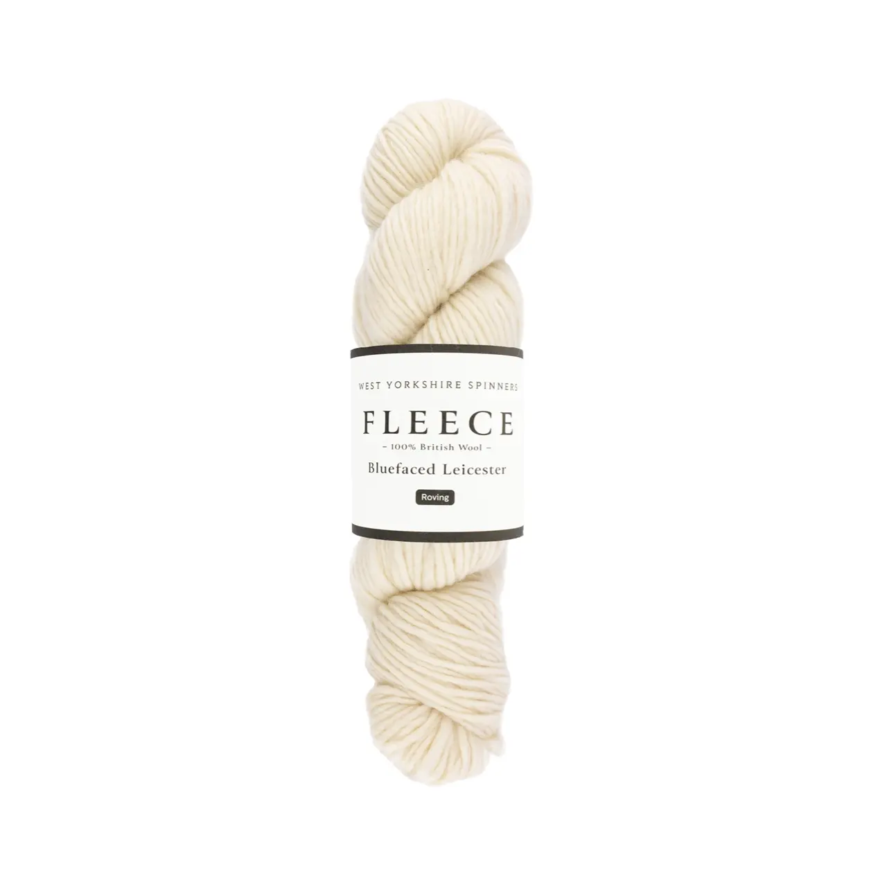Fleece Bluefaced Leicester Aran Roving 1 Ecru von West Yorkshire Spinners. Ein atemberaubendes ungefärbtes Roving-Garn aus reiner britischer Bluefaced Leicester-Wolle. Perfekt für Stricken Häkeln Handfärben und Filzen – mit natürlicher luxuriöser Schönheit und vielseitiger Verwendbarkeit. Natur pur ideal für einzigartige Projekte und Accessoires.